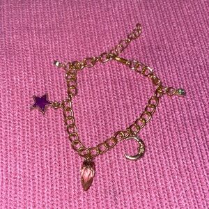 Gold Charm Bracelet Purple Star Accents